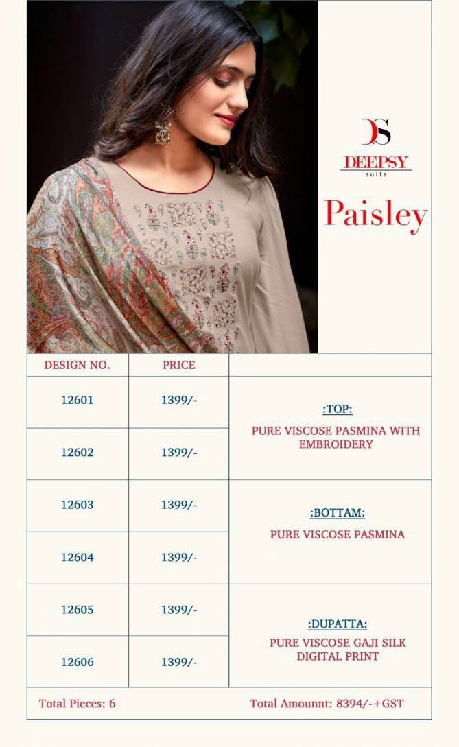 Paisely By Deepsy Viscose Pashmina Salwar Kameez Catalog